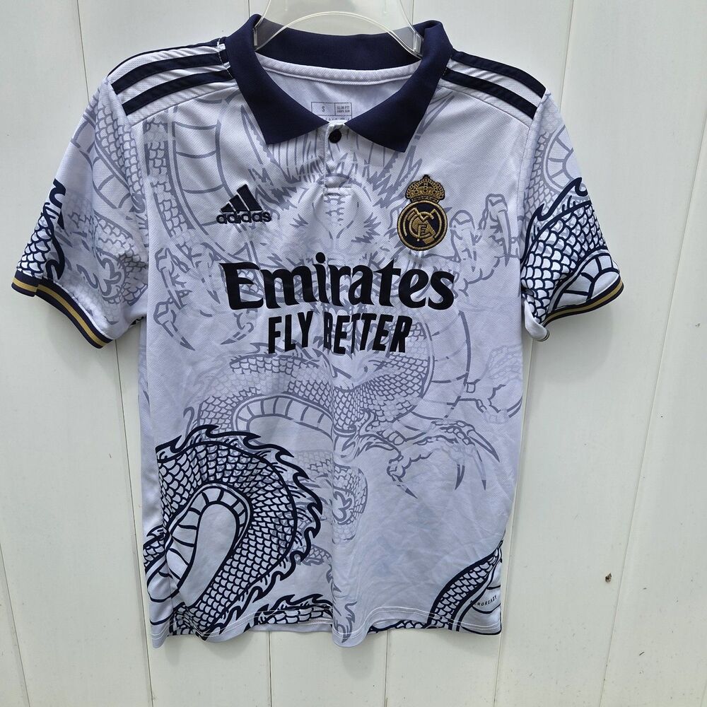 Real Madrid Chinese Dragon Soccer Jersey Adidas Men’s Size S Emirates Fly Better